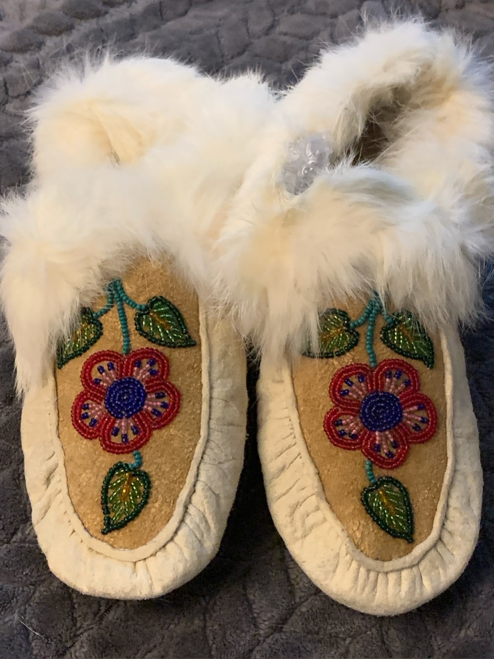 Indigenous-style floral beaded moccasins
